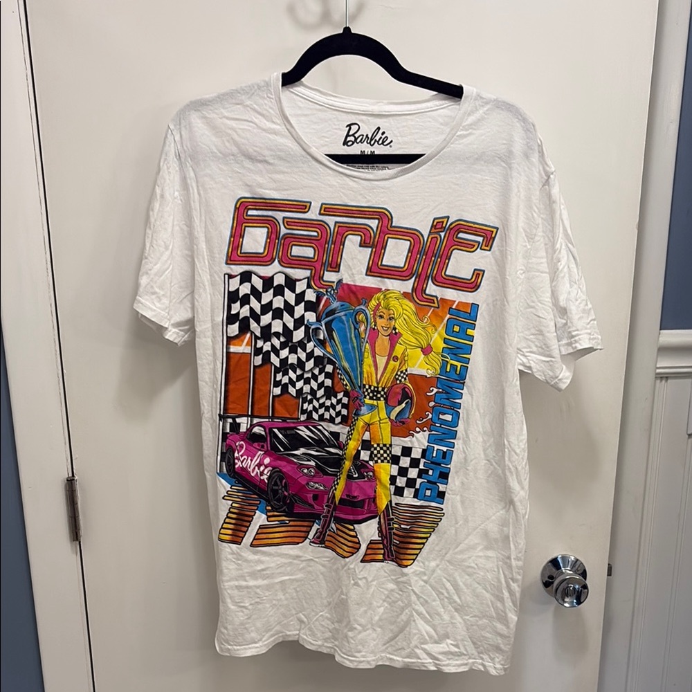 Barbie White Short Sleeve Tee with Graphic Design